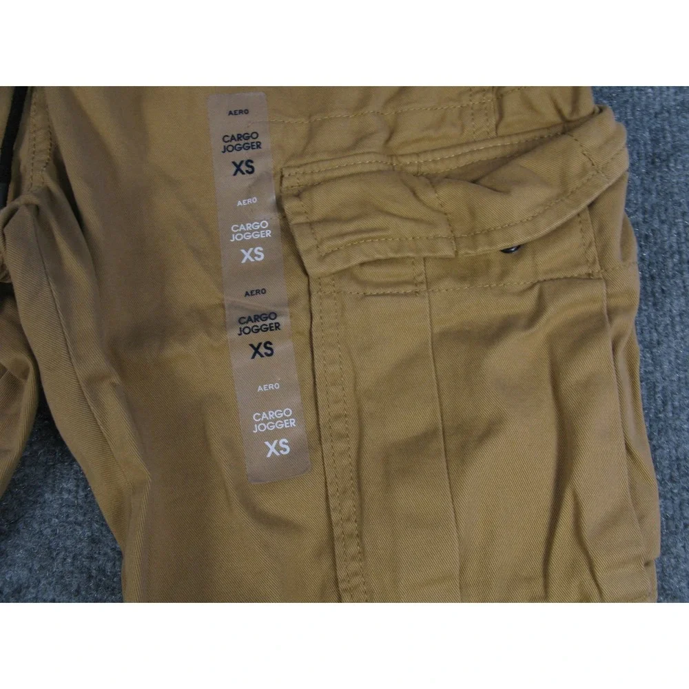 Aeropostale Mens Cargo Jogger Pants Tan Khaki Non Stretch Cotton XS New 2054‎
